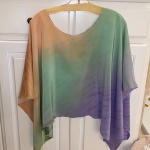 Silk tie dye poncho